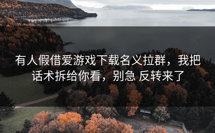有人假借爱游戏下载名义拉群，我把话术拆给你看，别急 反转来了